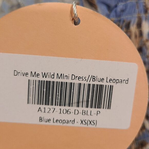 Sage + Paige (Austrailian) Drive Me Wild Mini Dress, Blue Leopard Smocked | XS - Picture 11 of 13